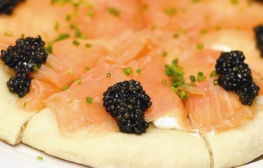 Salmon and Caviar Pizza