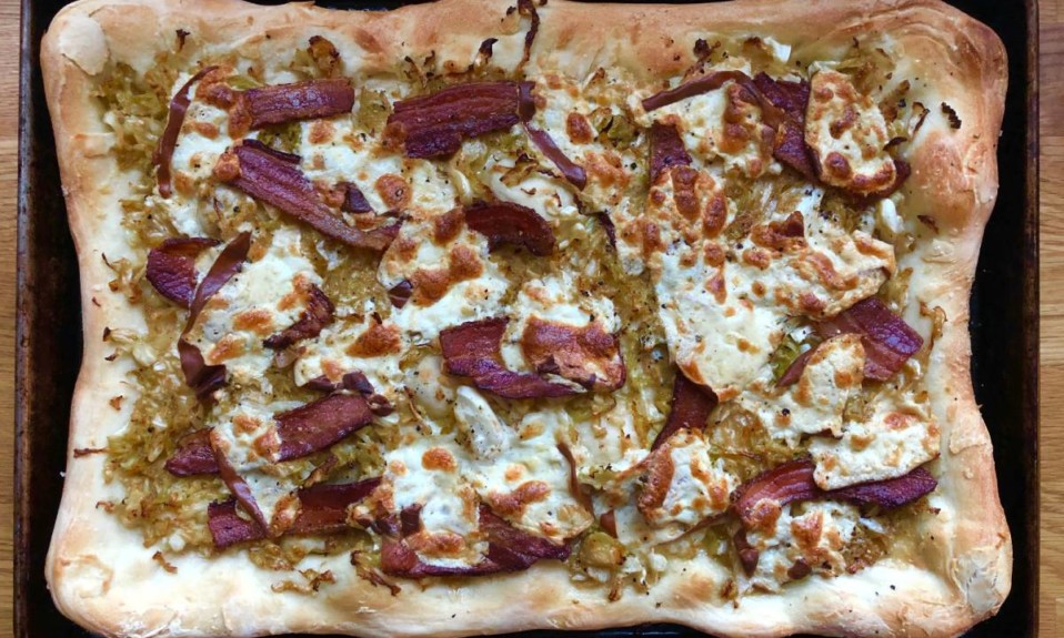 Savoy Cabbage and Bacon Pizza