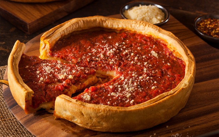 Deep dish chicago style pizza