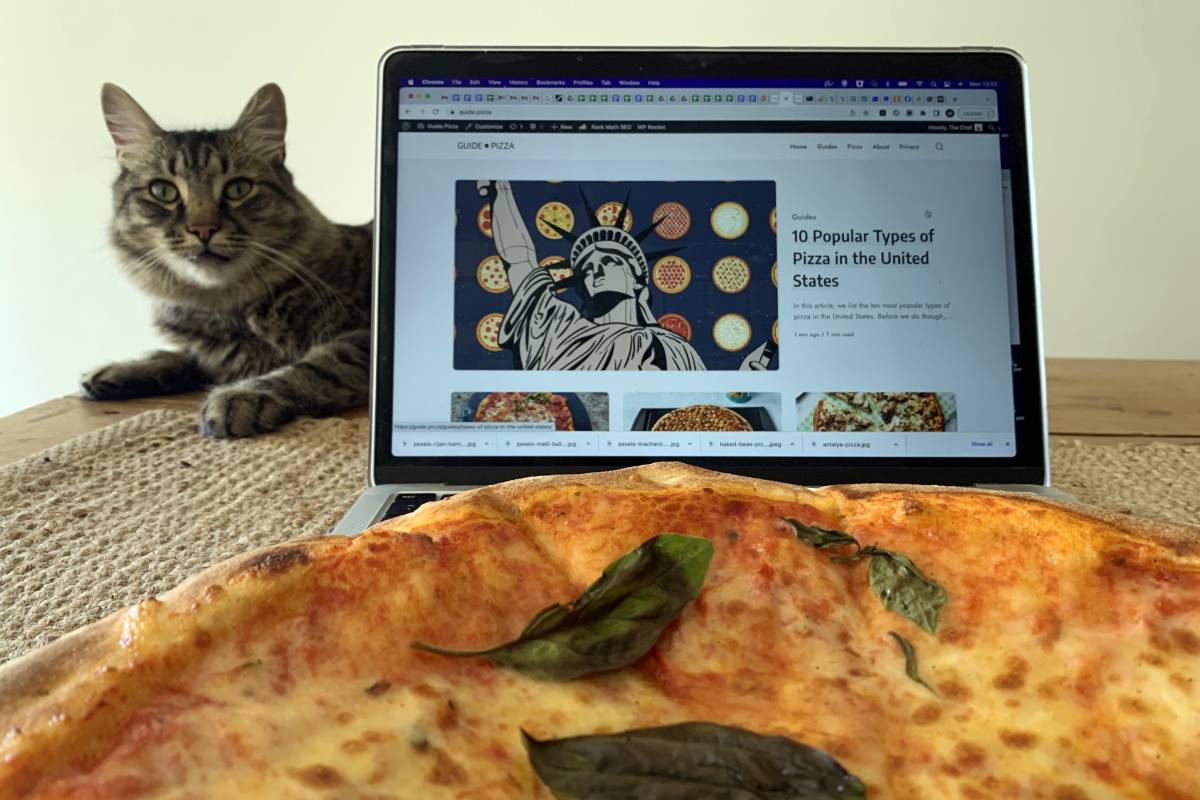 Laptop, pizza and my assistant, Hamlet