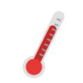 Thermometer showing pizza temperature