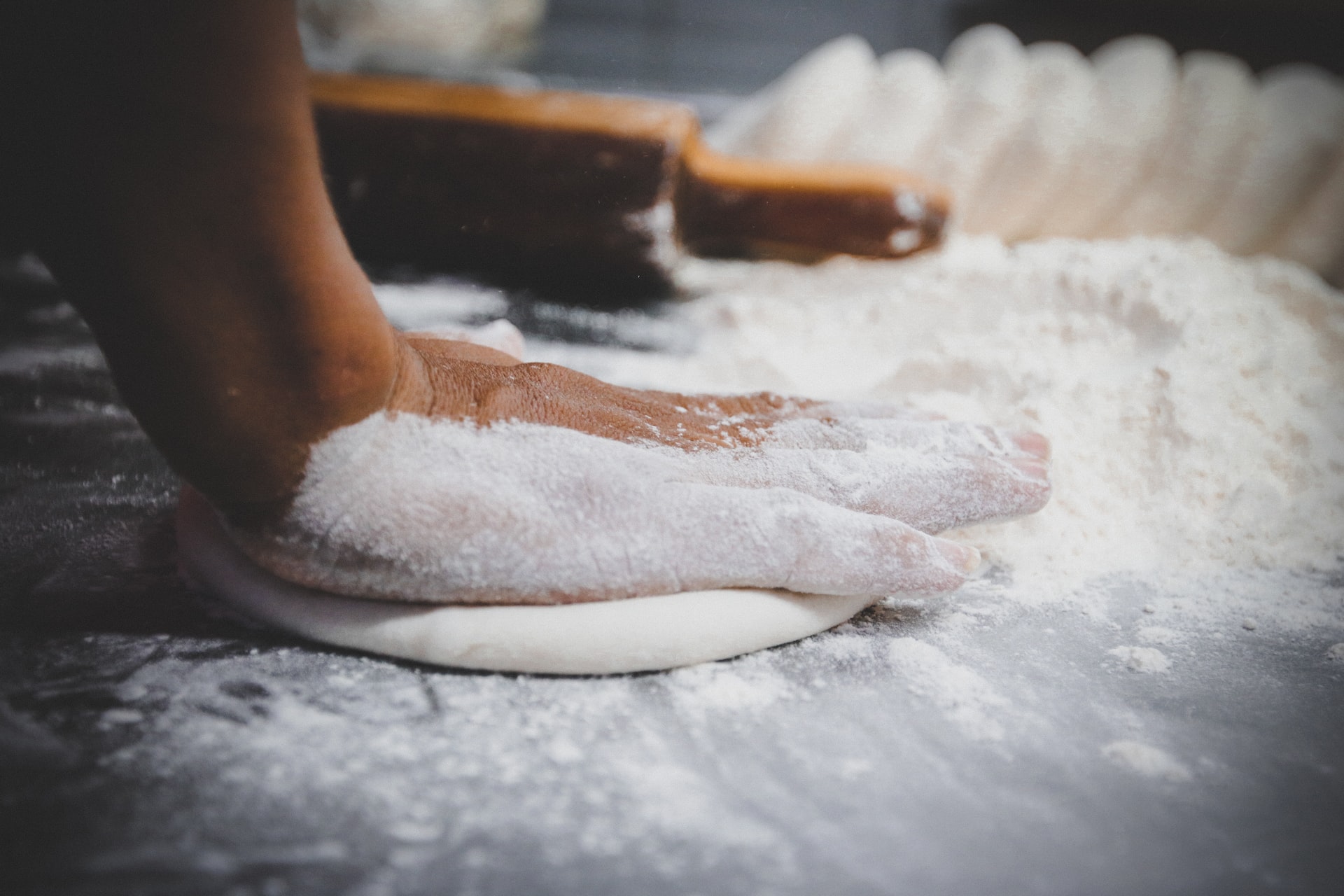Floured surface and hands