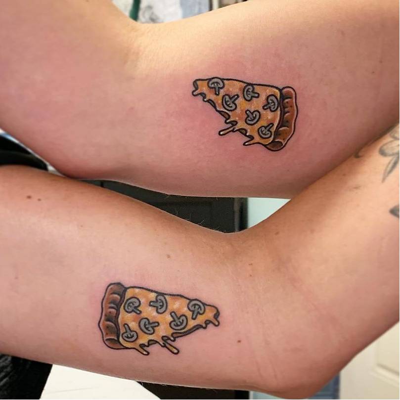 Mushroom pizza tattoo