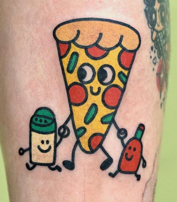 Pizza and sauces tattoo