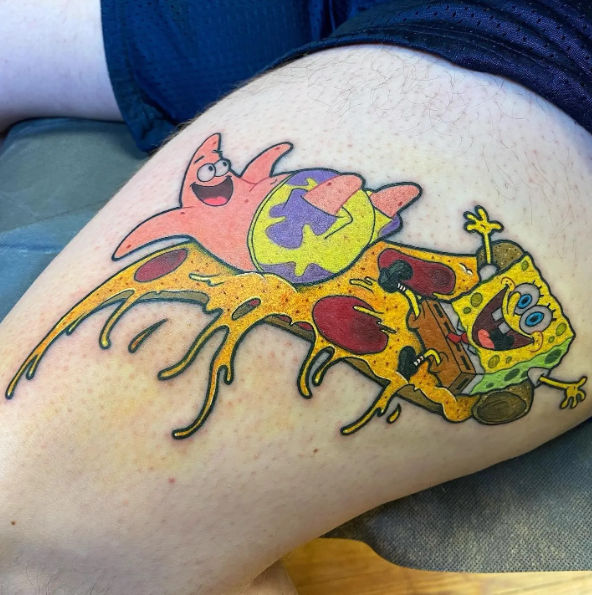 Spongebob pizza tattoo
