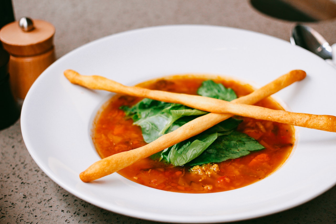Tomato soup with fresh basil